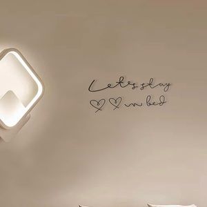 NEW TWO packs of Metal Bedroom Wall Decor Words “Let’s Stay in Bed” Sign